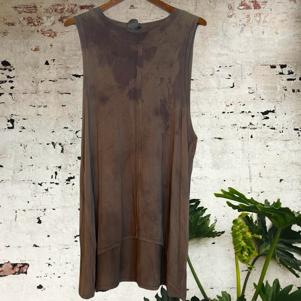 Upcycled over dyed dystopian zombie apocalypse high low layering tunic tank top